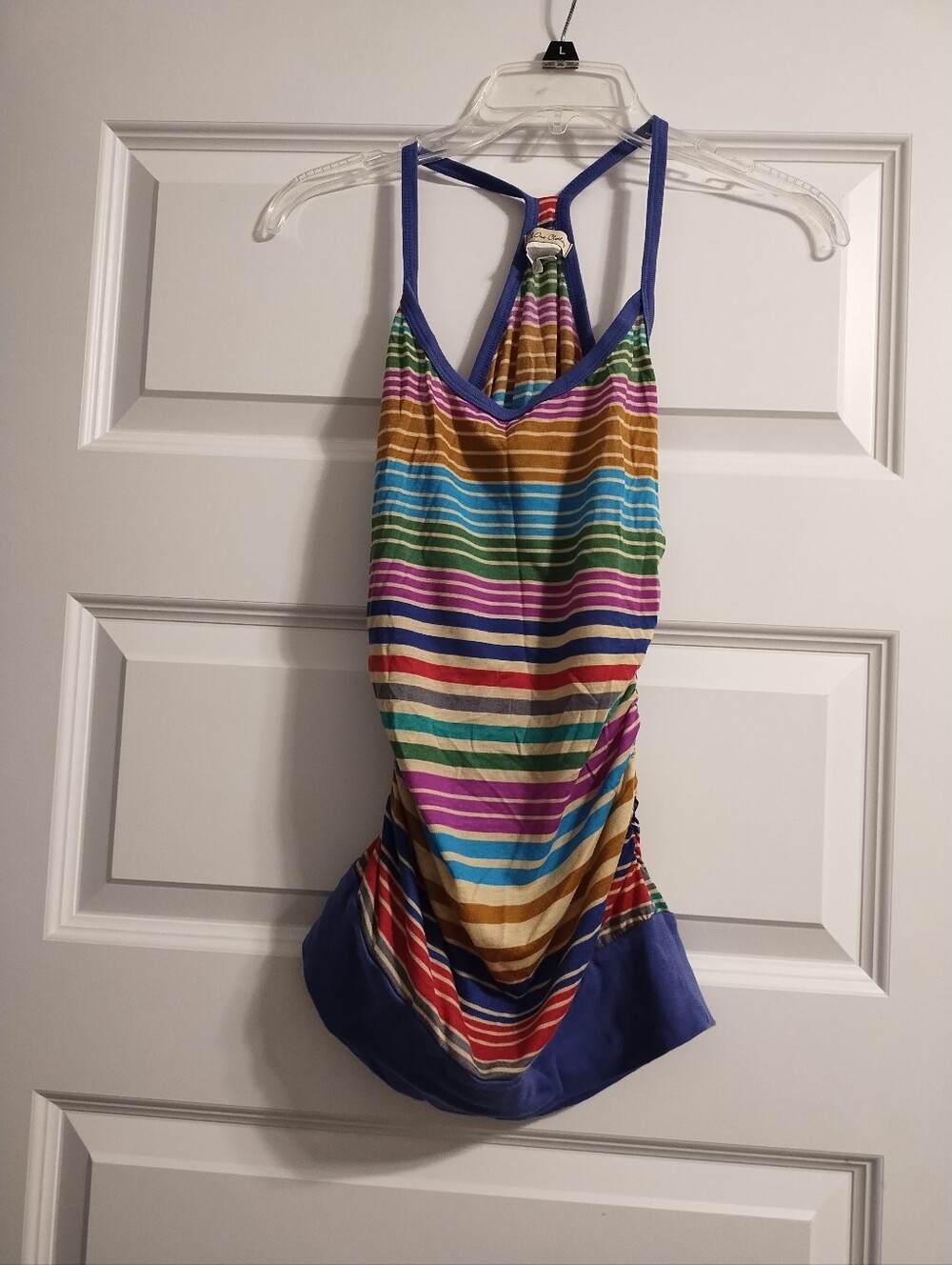 5/$25 one clothing Purple-Trim Multicolor Striped Tank Top